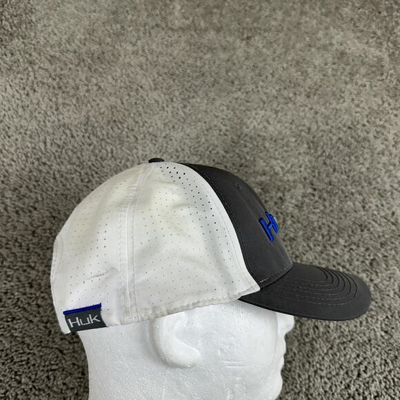 Huk Hat Cap Snap Back Mens One Size Gray White Performance Fishing Trucker Mesh - Picture 5 of 10
